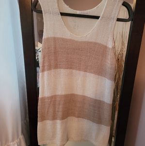 3 for 20 Knit white and tan striped top.